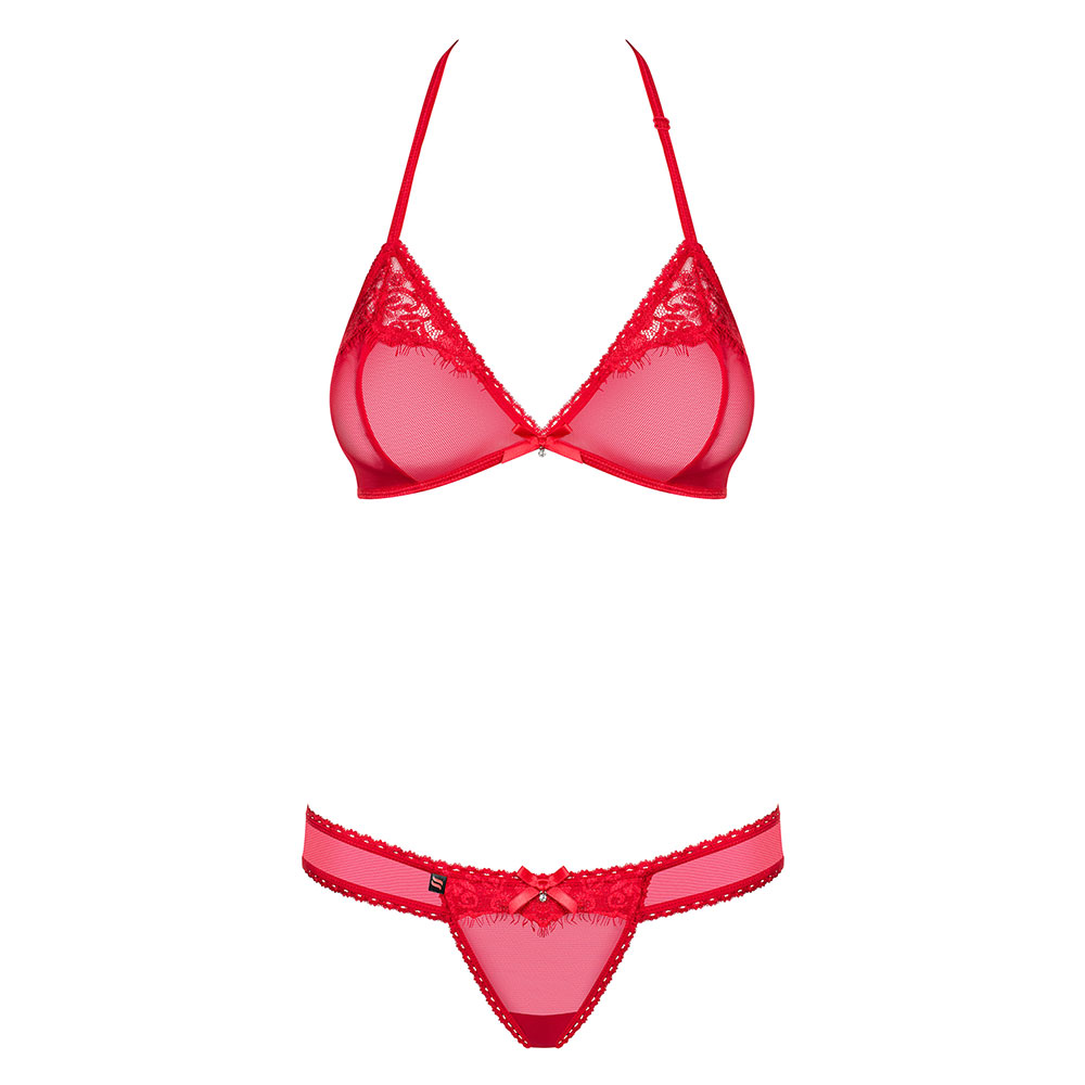 Комплекты Obsessive Kissmas set, Красный, S/M Obs_Kissmas set S/M - Obsessive - Эротические комплекты: лиф и трусики - Купить