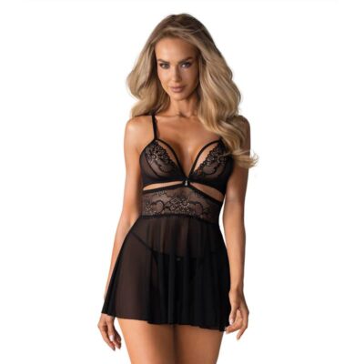 Obsessive Kimmie Babydoll og G-Streng Sort